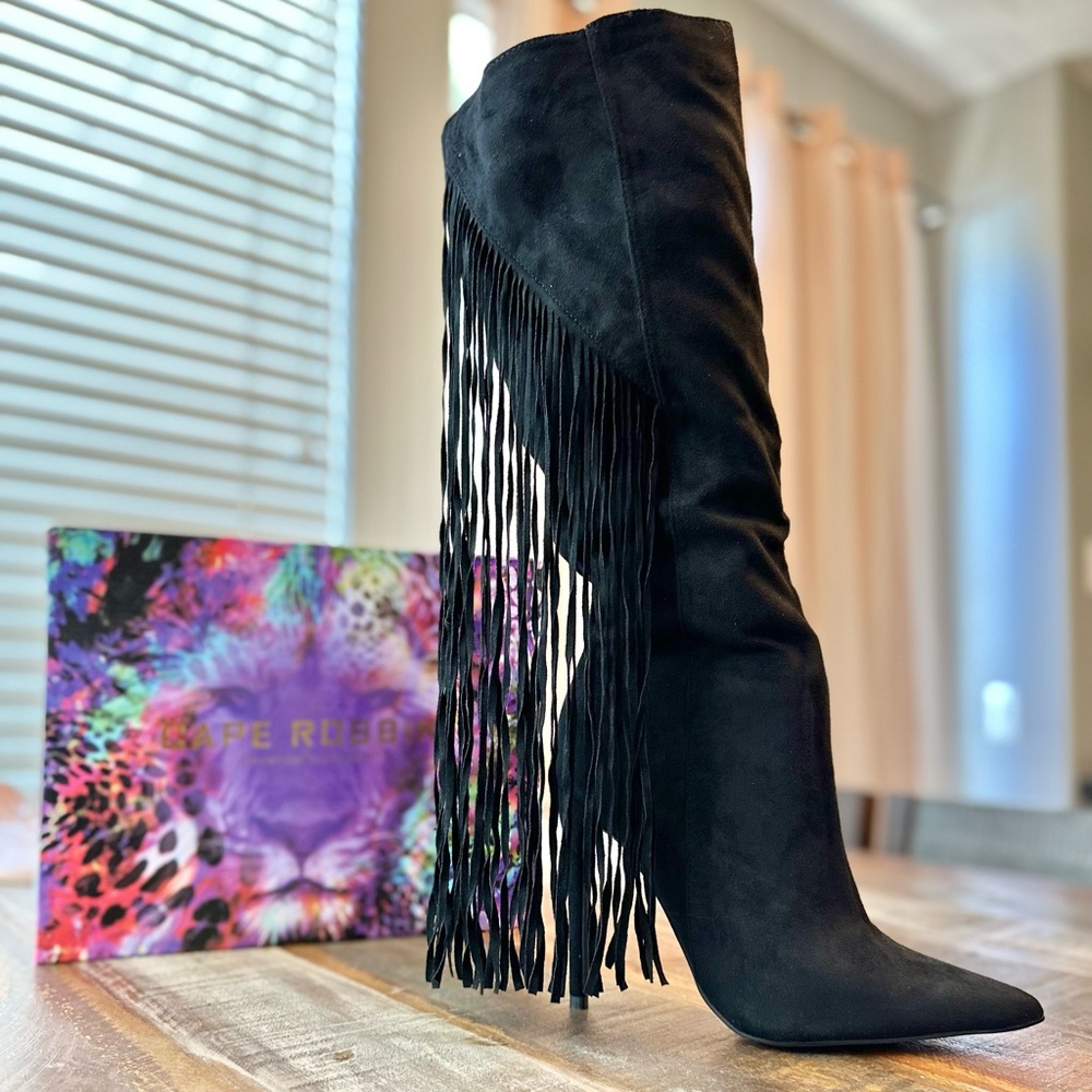 BRAND NEW! Fringe stiletto heel boots